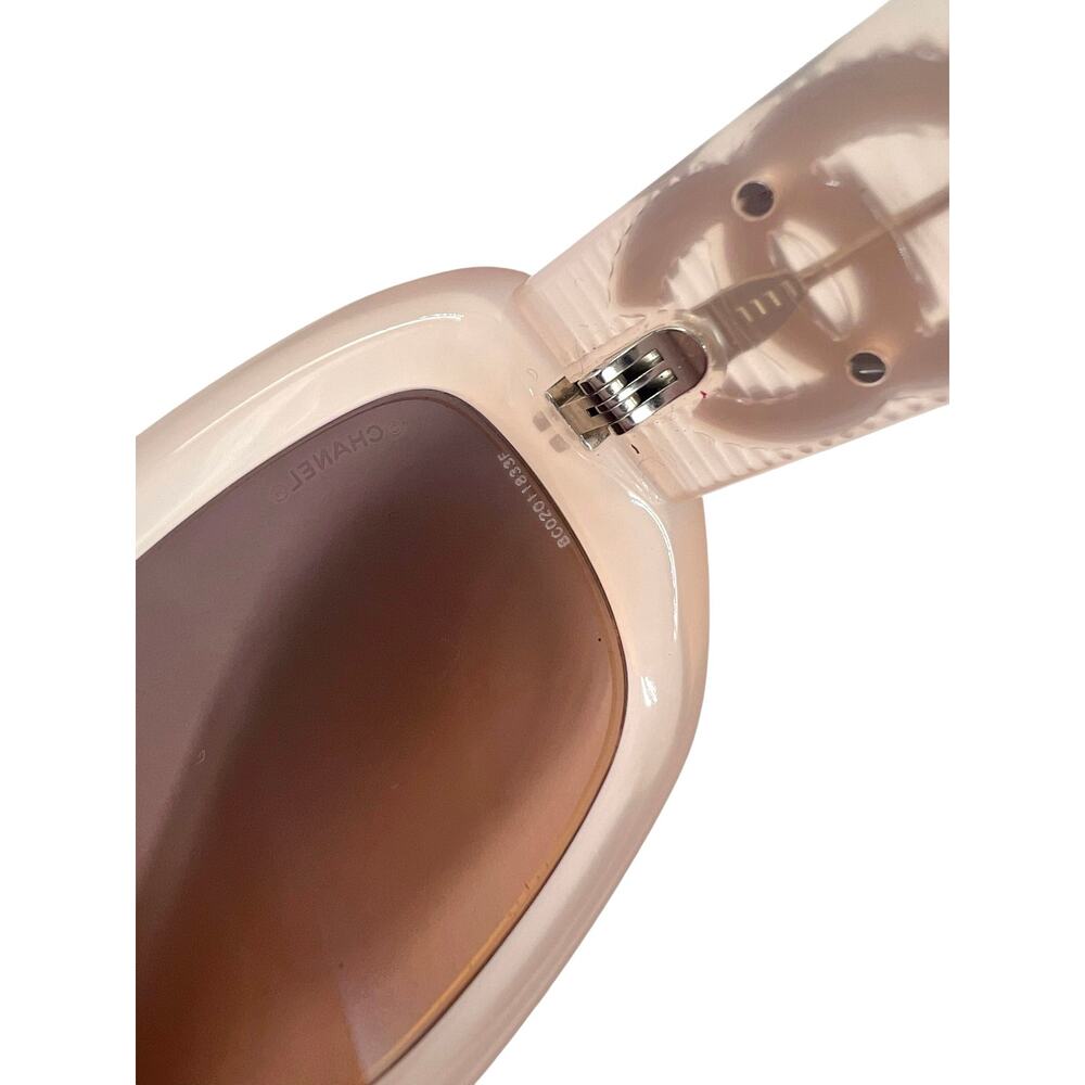 Chanel 5493-A Logo Rectangle Blush Beige Casual Designer Sunglasses - Picture 11 of 11